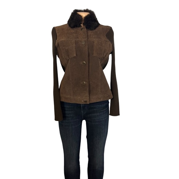 Vintage Escapade Suede Knit with Rabbit Fur Trim Jacket - Picture 2 of 9